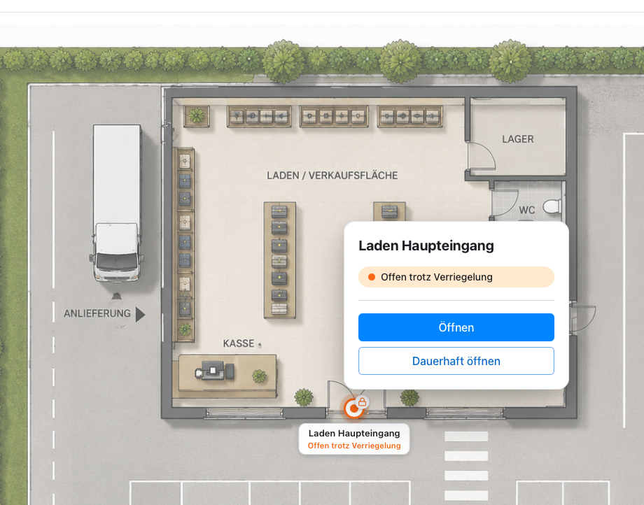 Visualisierung eines Grundrisses mit digitaler Türsteuerung