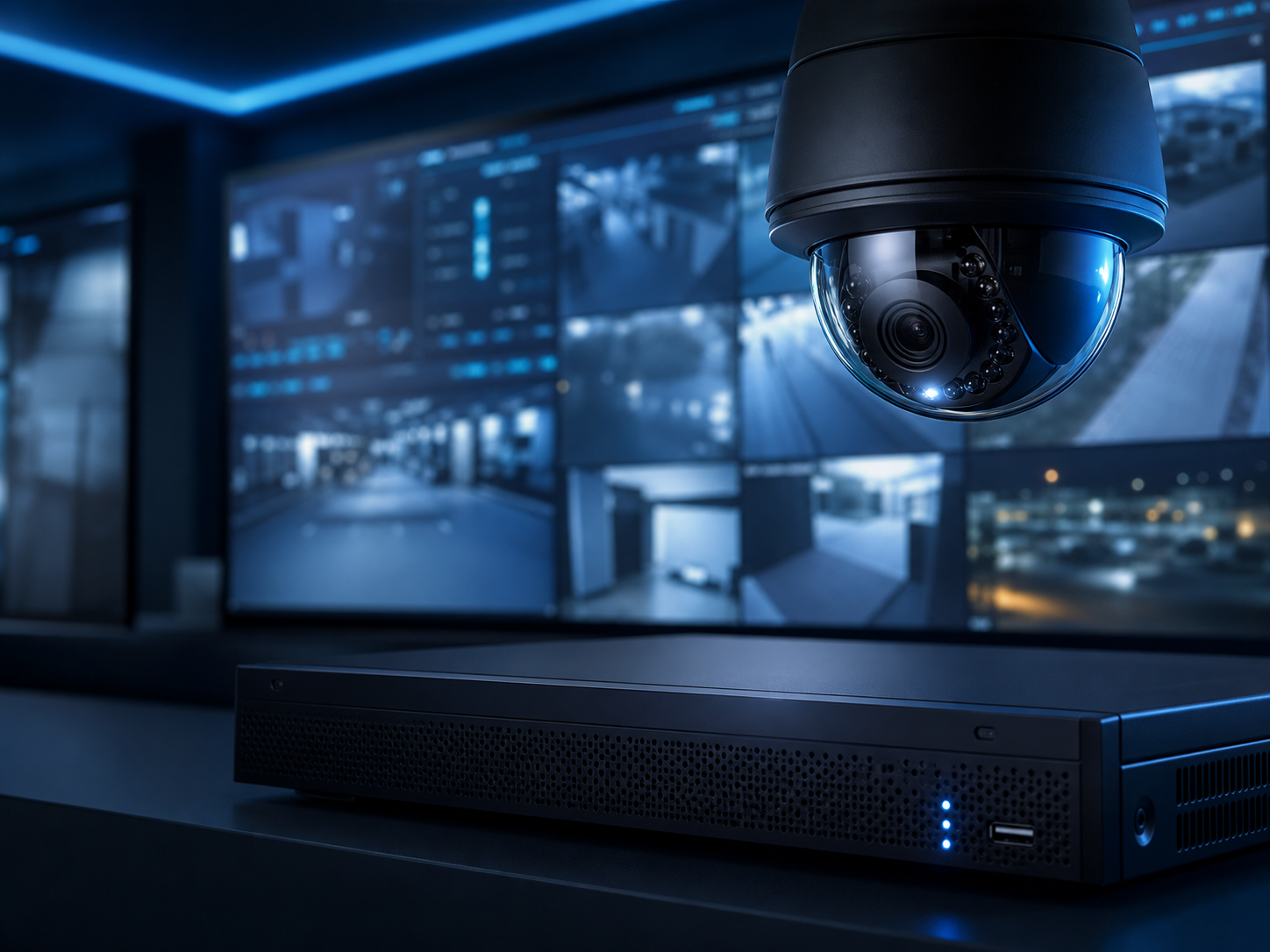Professionelle Videoüberwachung mit KI-Analyse und Aufzeichnung